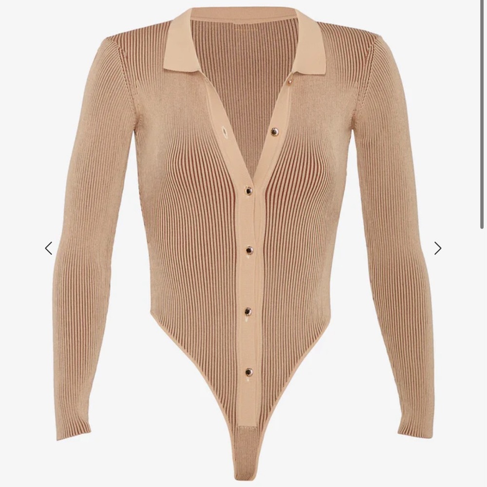 SER.O.YA NALA Beige Ribbed Bodysuit XS